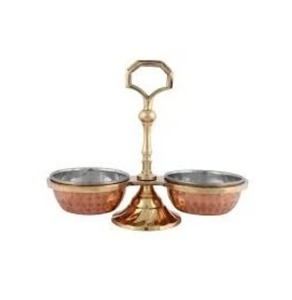 Ensemble de cornichons en cuivre à double bol à prix abordable, cuivre traditionnel, charme moderne, obtenez votre dose de cornichons frais, bols à cornichons - Product Image 1