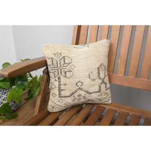 Beige Wool Needlepoint Pillow 12x12 Inches Rustic Patchwork Design Luxury Fluffy Square Pattern for <b>Bedding</b> Christmas Woven - Product Image 3