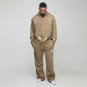 Conjunto de 2 Piezas de Pantalones Deportivos Holgados y Sudadera con Capucha, Estilo Informal, de Felpa Gruesa, para Hombre - Product Image 5