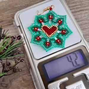 Boho <b>Turquoise</b> Design <b>Bead</b> Earrings with Cascading Fringe Unique Jewelry Gift for Women - Product Image 4