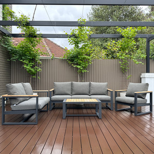 Damelza katı ahşap 3 kişilik, <span class=keywords><strong>2</strong></span> kişilik, 1 kişilik ve sehpa-iç veya dış mekan için siyah - Product Image 1