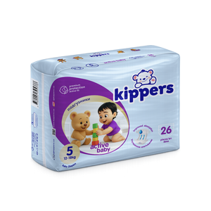 ผ้าอ้อมสำเร็จรูปแบบเทป Kippers Soft ไซส์ 5 ป้องกันการรั่วซึม ระบายอากาศได้ดี ซึมซับสูง ผลิตจากผ้าไม่ถักทอ พิมพ์ลาย 26 ชิ้น คุ้มค่า - Product Image 1