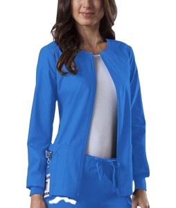 Veste de travail médicale pour femmes, légère, extensible, tissu doux, fermeture éclair intégrale, poches pratiques pour les infirmières et le personnel - Product Image 5