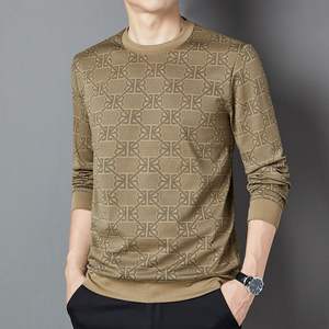 Pull-over décontracté à la mode pour hommes Pull à manches longues avec col imprimé pour le printemps et l'automne Usage quotidien Respirant Taille large devant - Product Image 4