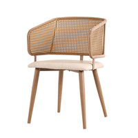 Chaise de salle à manger en teck massif artisanale, assise en rotin naturel, écologique, imperméable, durable, mobilier moderne européen pour la maison