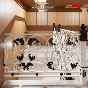 Rampe d'escalier intérieure en fer fabriquée au Vietnam avec un design forgé artistique et une finition noire enduite de poudre pour les maisons modernes - Product Image 6