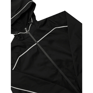 เสื้อกันลมแบบมีซิปสำหรับผู้ชายเสื้อแจ็กเก็ต100% ผ้าไนลอนชุดวอร์มแบบเย็บปะติดชุดกีฬาแบบกำหนดเอง - Product Image 4