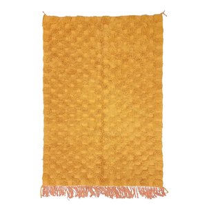 Tapis Beni Ourain tufté à la main moutarde unie Taille personnalisée Tapis marocain à carreaux Shag & Boho Tapis à carreaux en laine - Product Image 3