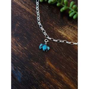 Handmade Religious Style Navajo Buffalo Charms Mohave Turquoise Sterling Silver Bezel Setting Rose Gold Material Number Pattern - Product Image 3