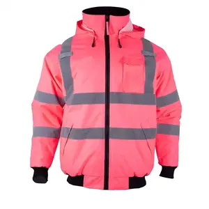 男士安全夹克冬季高能见度夹克反光带安全安全工作服和男士夹克