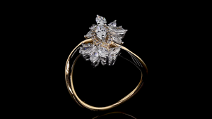 Elegante Anillo con Clúster de Diamantes de Laboratorio con Corte Marquesa |   Regalo de Aniversario de Bodas de Oro Sólido de 14K/18K, Joyería Fina Ligera para Uso Diario - Product Image 6