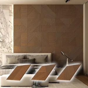 E & R Kayu Geometris Kayu Bahan Kamar Tidur Interior Mounting Dekoratif Kayu Slat Bagian Dinding Panel
