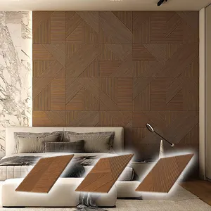 E & R Hout Geometrisch Hout Materiaal Slaapkamer Interieur Montage Decoratieve Houten Lamellen Deel Lambrisering