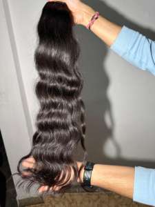 Extensions de cheveux humains indiens de qualité supérieure, non traités, naturels, style vague, double trame, pointes pleines - Product Image 4