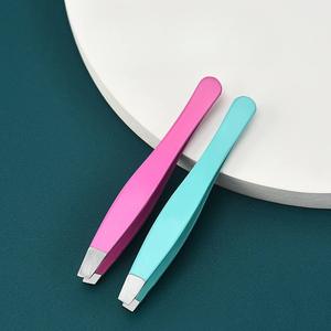 Pince à épiler personnalisée en acier inoxydable à pointe inclinée pour sourcils et cils outil de beauté glissé pour emballage de sac de toilettage des sourcils - Product Image 2