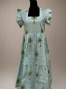 ชุดเดรสผ้าฝ้ายพิมพ์ลายต้นปาล์มชุดเดรสมิดิสำหรับปาร์ตี้ชายหาดฤดูร้อนชุดวันหยุดลายทาง - Product Image 3