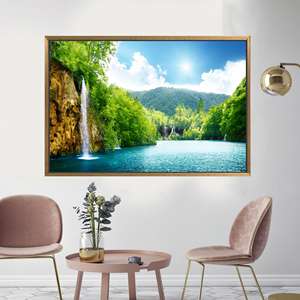 Lienzo Impreso: Cuadro Decorativo de Cascada en Bosque Profundo, 1 Pieza: Marco Dorado - Product Image 1