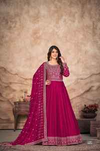 Vestido de Anarkali con bordado de seda y arte de diseñador, secuencia de trabajo de Fab Zone para ropa india y pakistaní - Product Image 2