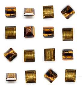 Cabujón de ojo de tigre Natural, borde recto plano, forma cuadrada, piedras preciosas sueltas, piedra preciosa plana de ojo de tigre para uso de joyería - Product Image 1