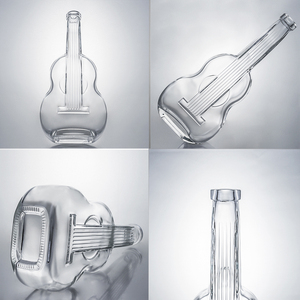 Bouteille en verre en forme de guitare unique, design d'instrument de <span class=keywords><strong>musique</strong></span> pour whisky, vodka, spiritueux, emballage cadeau créatif, vente en gros 750 ml - Product Image 2