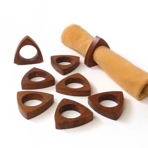Juego de 6 servilleteros de madera de teca hechos a mano, organizador de pañuelos, servilleteros decorativos para suministros de restaurante elegantes - Product Image 1