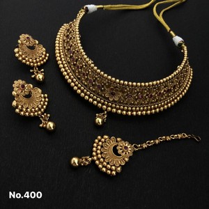 Conjunto de collar de varias capas chapado en oro real con motivos de elefante y cadenas de perlas, joyería nupcial tradicional perfecta de la India - Product Image 1