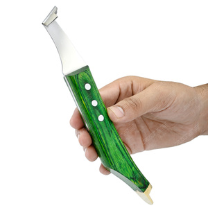Kit de herramientas de herrador de diseño personalizado, cuchillo de pezuña, hoja de doble cara, pezuña de fácil corte para equipo equino de caballo, mango de madera - Product Image 1