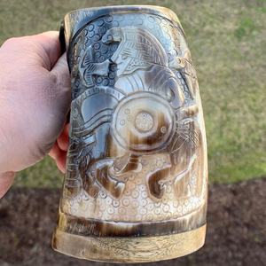 Meilleure qualité Viking corne à boire boeuf poignée en agate polie artisanat naturel haut de gamme chope à bière - Product Image 4