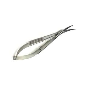 Tijeras de resorte de acero inoxidable, hoja afilada curvada con logotipo personalizado, agarre suave, tijeras de extensión de cejas con acabado plateado - Product Image 2