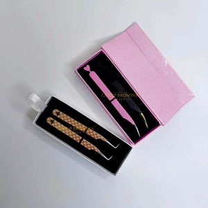 แหนบต่อขนตาคุณภาพสูง GETUP BROSONS IMPEX สแตนเลสสตีล 10 มม. ป้องกันไฟฟ้าสถิตย์ สีดำ/ชมพู ปลายทองเรียบเนียน - Product Image 5