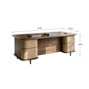 Natural Ash Brown Solid <b>Wood</b> Rectangle Executive <b>Desk</b> with Mortise-And-Tenon Joinery Stable Construction 1-Year Warranty - Product Image 3
