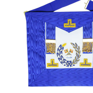 Fabrication directe d'usine, conception personnalisée, insignes maçonniques brodés en cuir/ ruban, tablier d'officier déguisé, paillettes, badge cousu à la main - Product Image 2