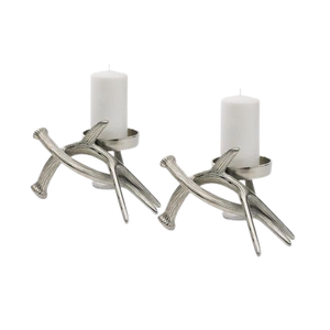 Fantaisie ensemble 2 argent élégant écologique à la main Table décorative bougeoir haute qualité métal aluminium bougie décor à la maison - Product Image 1