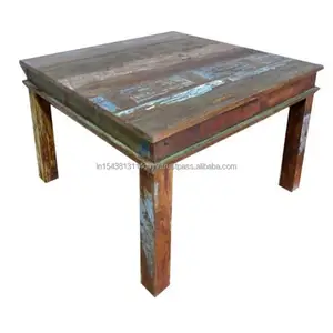 2022 최고 판매 산업 재활용 나무 커피 테이블 COLORFULF 자연 색상 오래된 나무 테이블