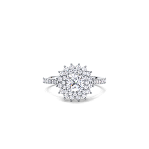 Bague de fiançailles de luxe avec diamant de laboratoire taille coussin de 1,50 ct et double halo |   Argent sterling 925 massif |   Certifié IGI vintage - Product Image 1
