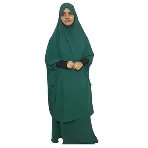 Abbigliamento modesto due pezzi Jilbab Set con maniche elastiche Jersey per donne musulmane all'ingrosso Abaya personalizzi abbigliamento islamico