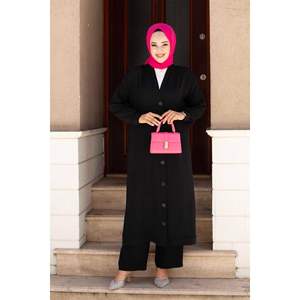 Aerobin Hijab 2 pièces col boutonné noir - Product Image 2