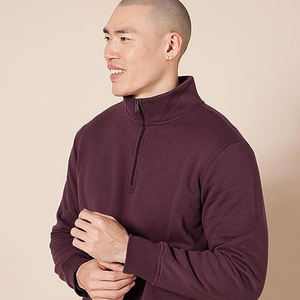 Pull à capuche surdimensionné personnalisé pour homme, nouveau style, manches longues, bloc de couleur, demi-zip, épaules tombantes, polaire corail - Product Image 3
