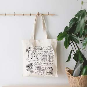 กระเป๋าผ้าแคนวาสนักร้องลายทางสำหรับแฟนๆของเทย์เลอร์แบบรวดเร็วกระเป๋าถือขนาดใหญ่สีขาวสำหรับเป็นของขวัญสำหรับคนรักดนตรี - Product Image 5