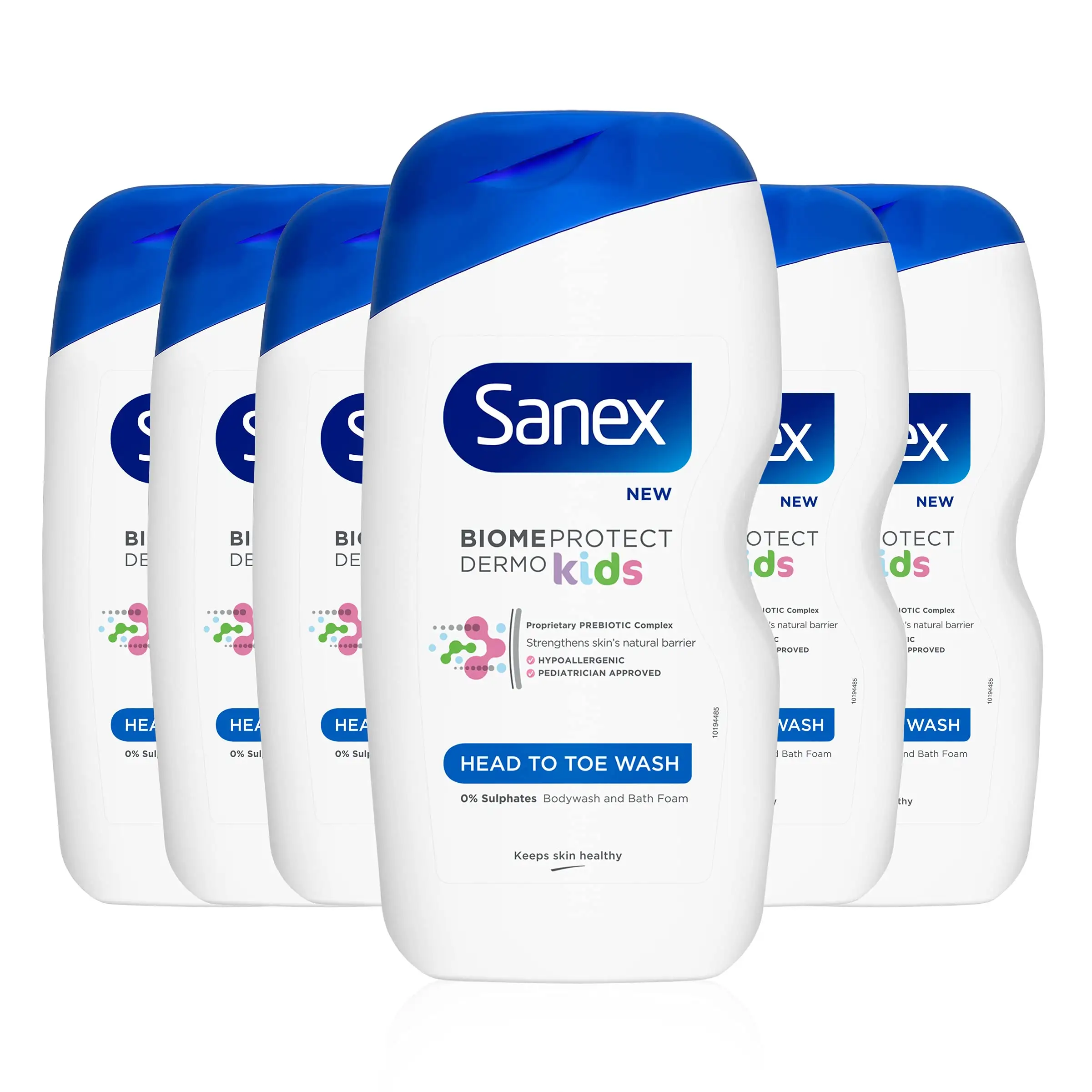 Sanex BiomeProtect 키즈 헤드 투 토 워시 450ml 팩 6 개, 모발 및 섬세한 피부를 부드럽게 클렌징