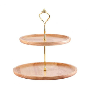 <b>Wooden</b> Cake <b>Stand</b> 2 Tier Handmade Decorative Cake <b>Stand</b> Round Shape Cake <b>Cupcake</b> <b>Stand</b> for Celebrating Special Occasion Decor - Product Image 1