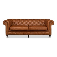 Canapé Chesterfield nordique moderne en cuir tufté 3 places au design minimaliste pour villa, hôtel, maison, meubles de salon