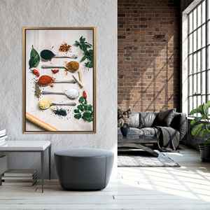 Printed <b>Canvas</b>: Modern Food Decor with Herbs & Spices,GOLD <b>FRAMED</b> <b>CANVAS</b> - Product Image 1