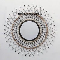 Nouveau design, miroir mural rond de style traditionnel de luxe, fait main en fer/rotin, écologique, pour mariage, bar mitzvah, décoration de la maison