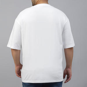 Nouveau T-shirt pour homme en coton et fibre de bambou, couleur unie, surdimensionné, lourd, vintage, taille plus, respirant, uni - Product Image 4