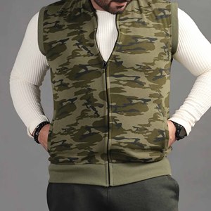 Wholesale Premium <b>Camo</b> Sleeveless <b>Jacket</b> Super Warm Zip-Up Cotton Fleece, Bomber Neck, High Street Men's Outerwear - Product Image 5