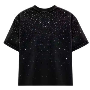 Nouveauté 2026 T-shirts personnalisés avec strass, T-shirts noirs unis, T-shirts avec logo de marque personnalisé, T-shirts avec strass pour hommes - Product Image 5