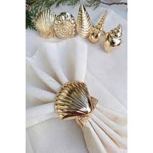 Rond de serviette décoratif en métal doré avec motif floral en relief pour décoration de table mariages fêtes anniversaires - Product Image 2