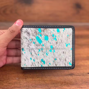 ออกแบบใหม่ของแท้หนังหรูหรากระเป๋าสตางค์ผมบนหนัง Cowhide โลหะผู้ชาย Bi-fold กระเป๋าสตางค์ผู้ถือบัตรของขวัญเงินสดสําหรับเขา - Product Image 3