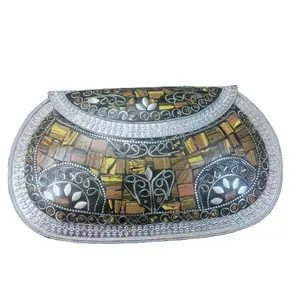 Firoja mosaic work women purses evening metal clutch designers envelope bags sling shoulder fashion indian vintage RH-270424F